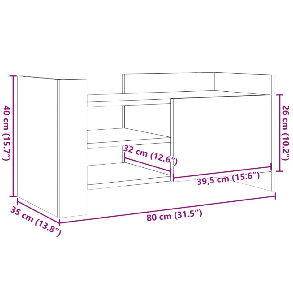 Mueble de TV madera de ingeniería gris Sonoma 80x35x40