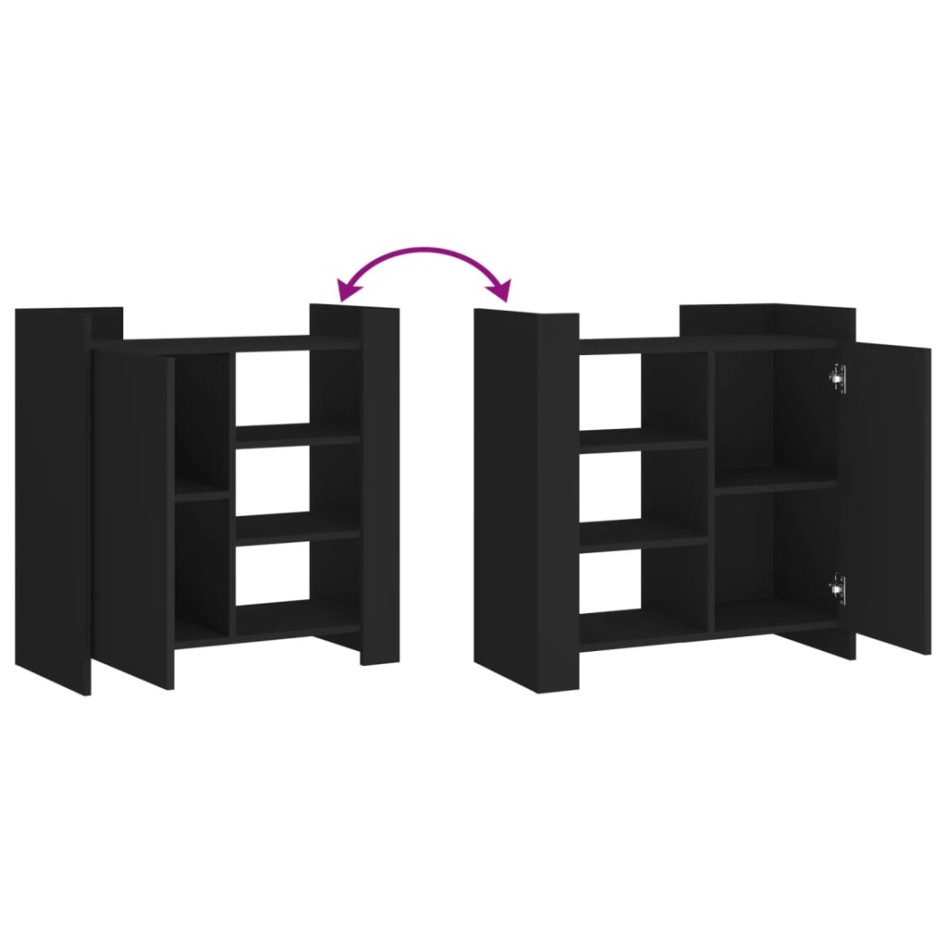 Aparador de madera de ingeniería negro 73,5x35x75
