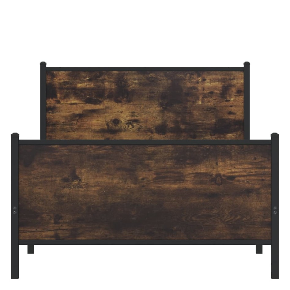 Estructura de cama sin colchón metal roble ahumado 100x190