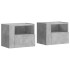 Mesita de noche de pared 2 uds color gris hormigón 45x30x35