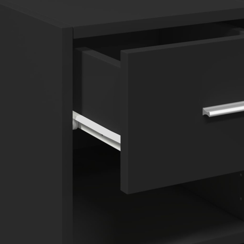 Aparador de madera de ingeniería negro 40x42,5x93