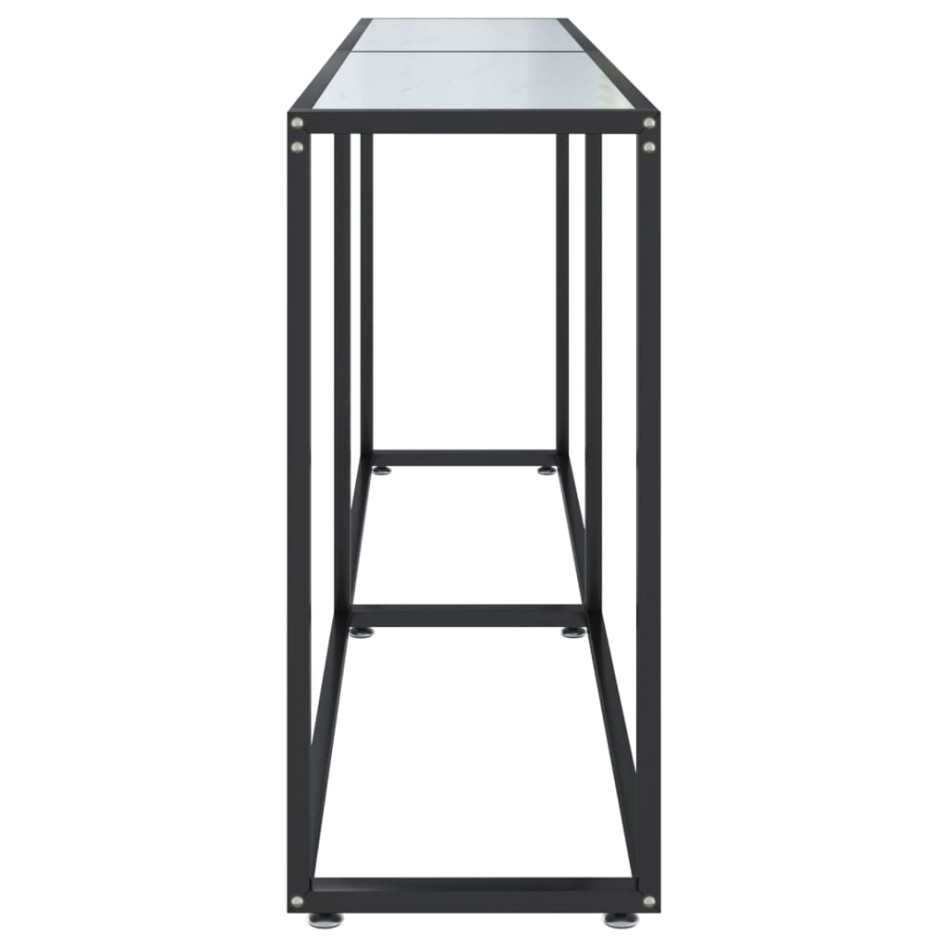 Mesa consola vidrio templado mármol blanco 180x35x75,5