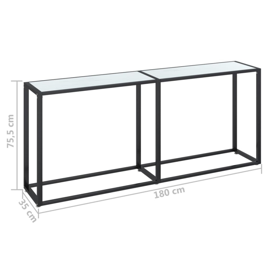 Mesa consola vidrio templado mármol blanco 180x35x75,5