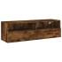 Mueble de pared TV madera ingeniería roble ahumado 100x30x30
