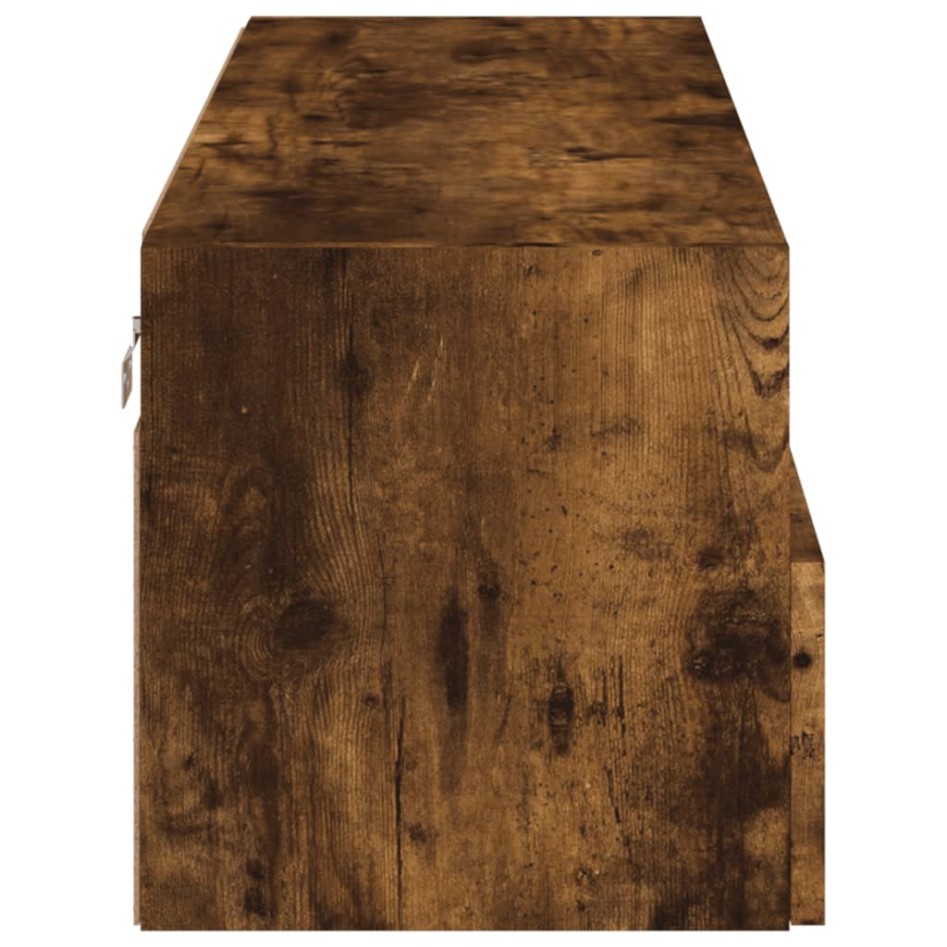 Mueble de pared TV madera ingeniería roble ahumado 100x30x30