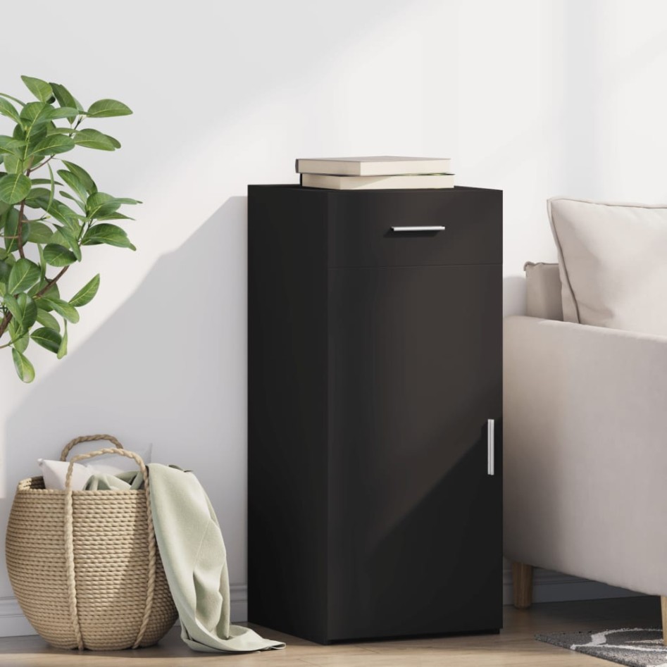 Aparador de madera de ingeniería negro 40x42,5x93