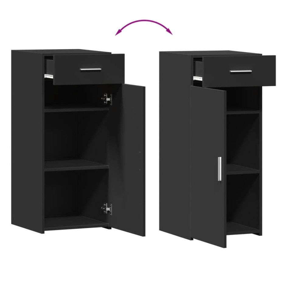 Aparador de madera de ingeniería negro 40x42,5x93