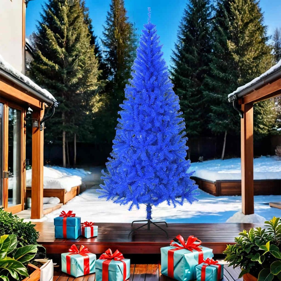 Árbol de Navidad artificial con soporte PVC azul 210