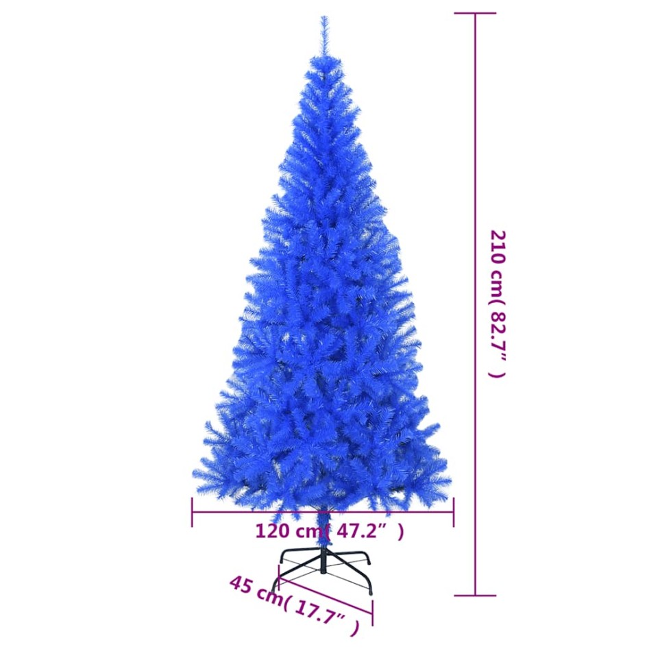 Árbol de Navidad artificial con soporte PVC azul 210