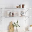 Estantes de pared 2 uds acero inoxidable plateado 100x40x3 cm