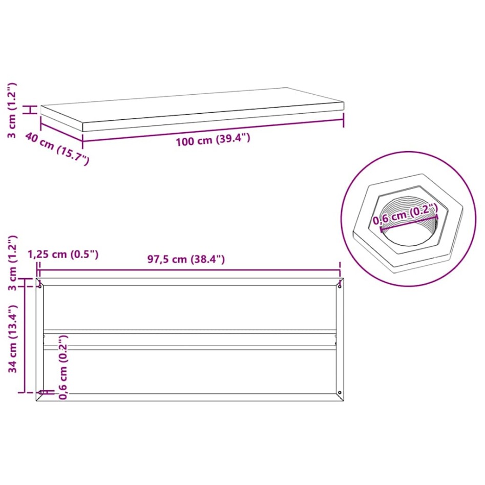 Estantes de pared 2 uds acero inoxidable plateado 100x40x3