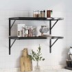 Estantes de pared 2 uds acero inoxidable negro 75x40x3 cm
