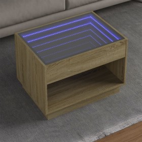 Mesa de centro con Infinity LED roble Sonoma 70x50x50