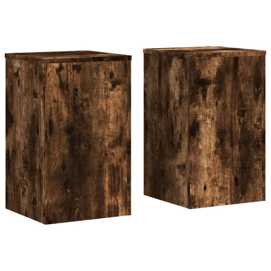 Soportes de plantas 2 uds madera roble ahumado 30x30x50