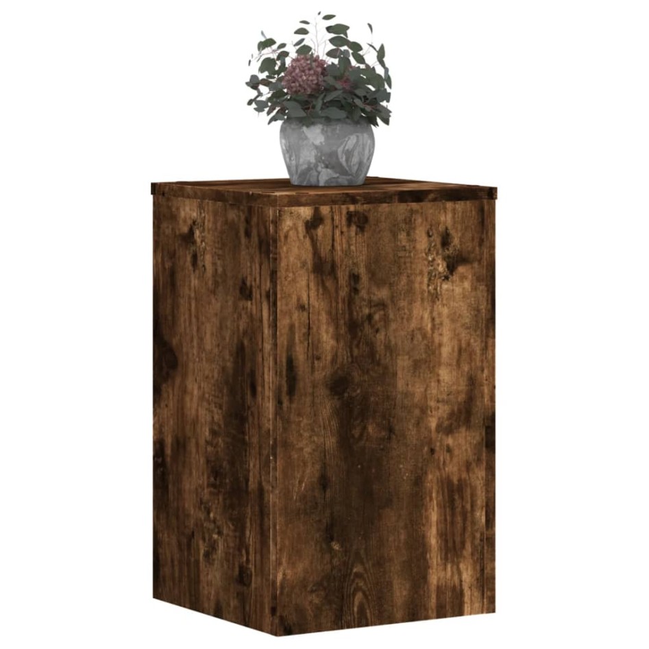 Soportes de plantas 2 uds madera roble ahumado 30x30x50