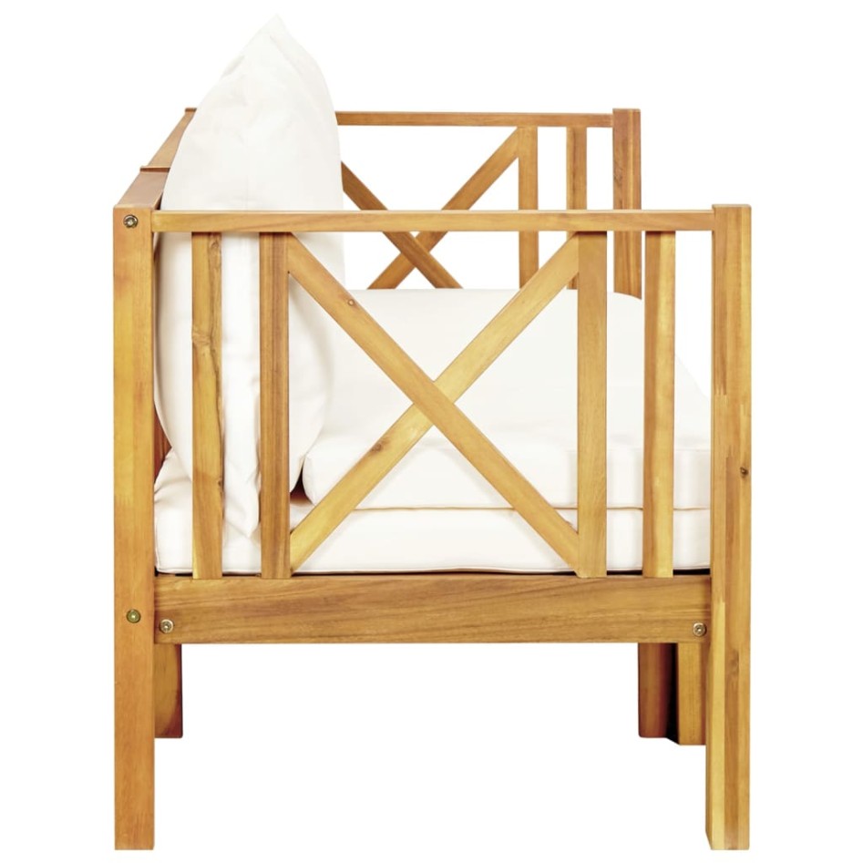 Banco jardín 3 plazas con cojines madera maciza acacia 179