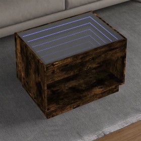 Mesa de centro con Infinity LED roble ahumado 70x50x50