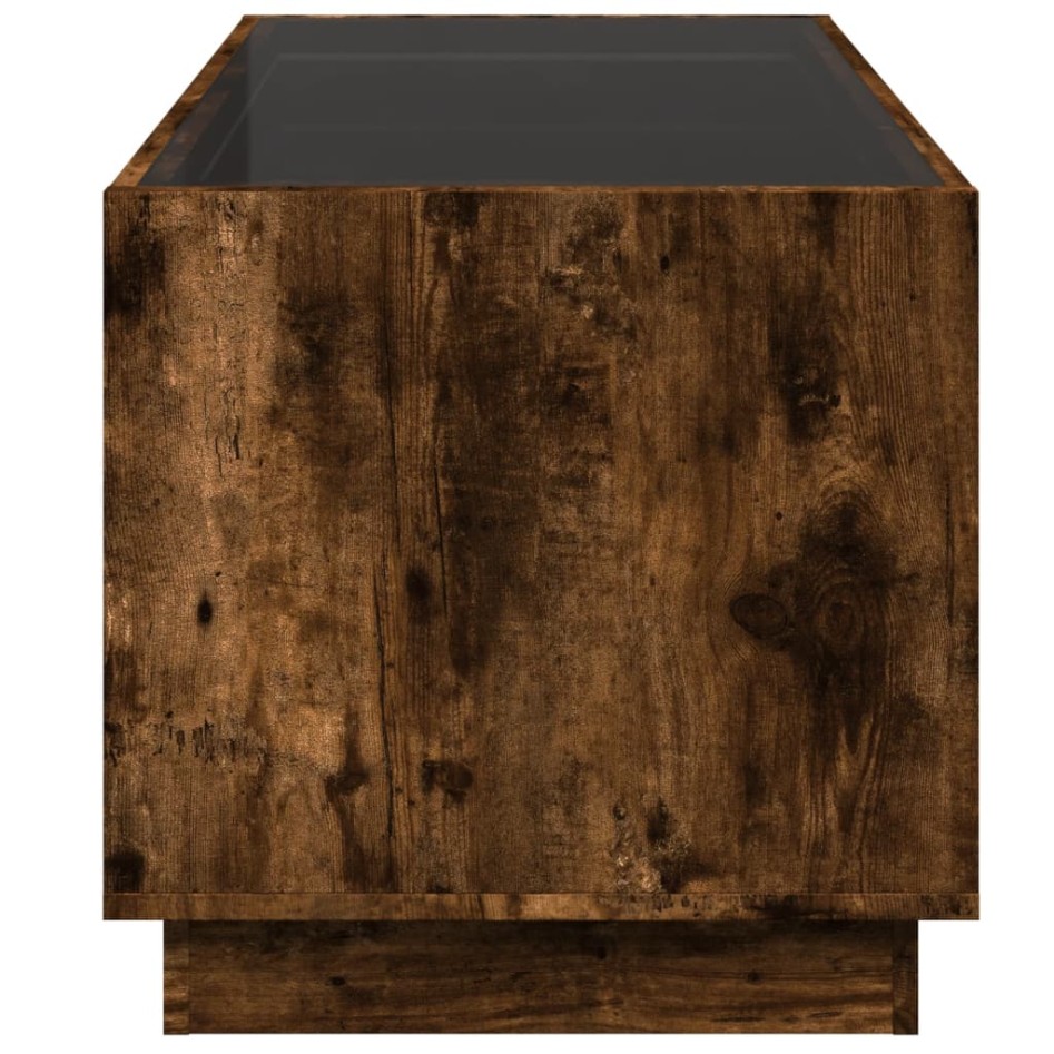 Mesa de centro con Infinity LED roble ahumado 70x50x50