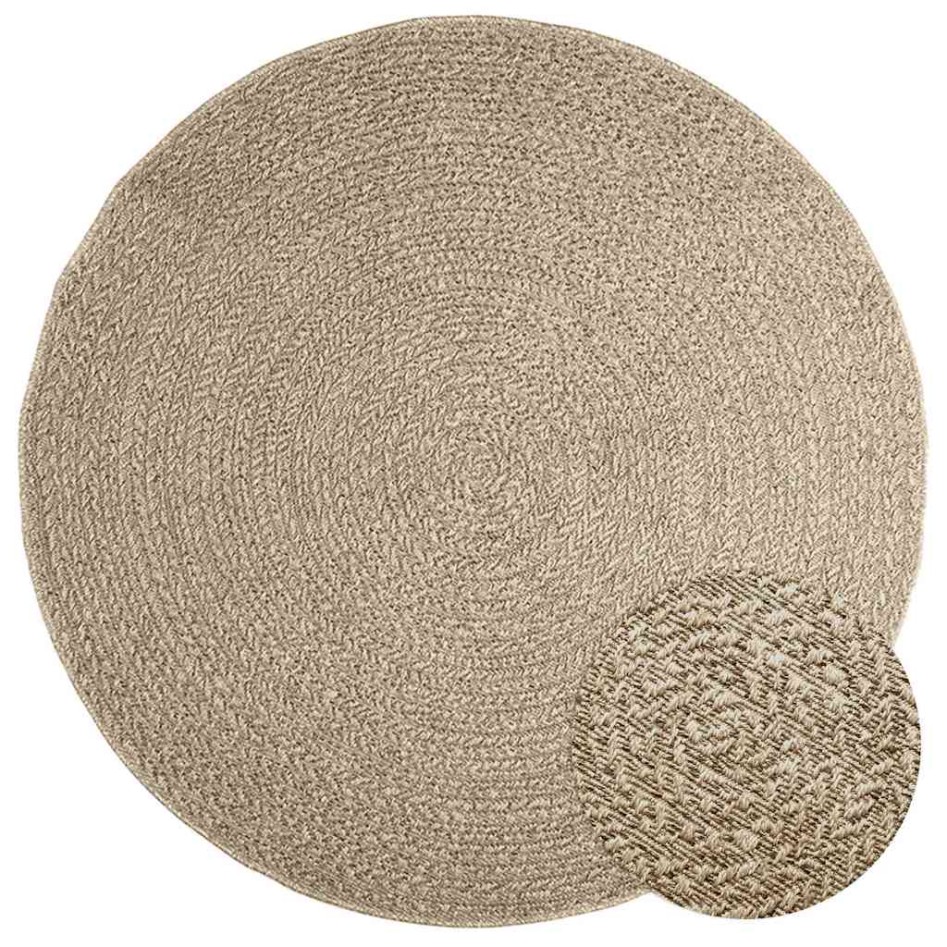 Alfombra ZIZUR apariencia yute interior exterior beige Ø 160
