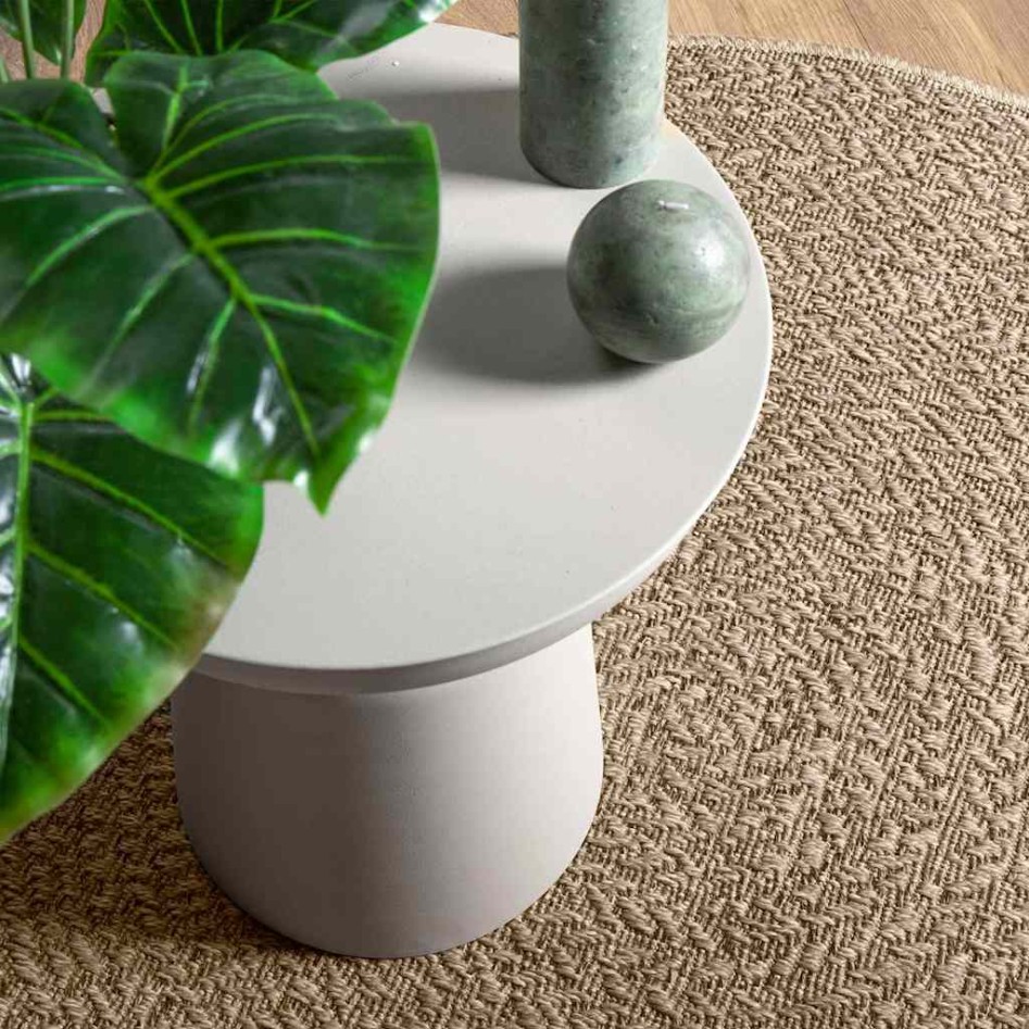 Alfombra ZIZUR apariencia yute interior exterior beige Ø 160