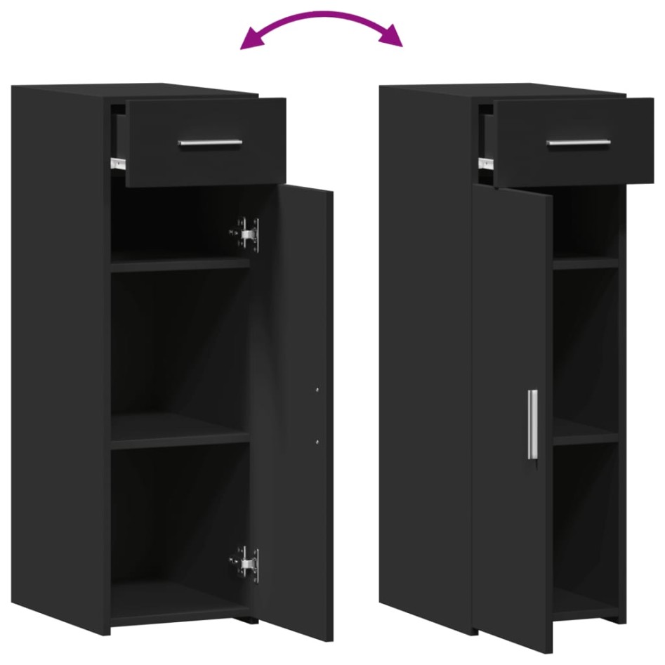 Aparador de madera de ingeniería negro 40x42,5x93