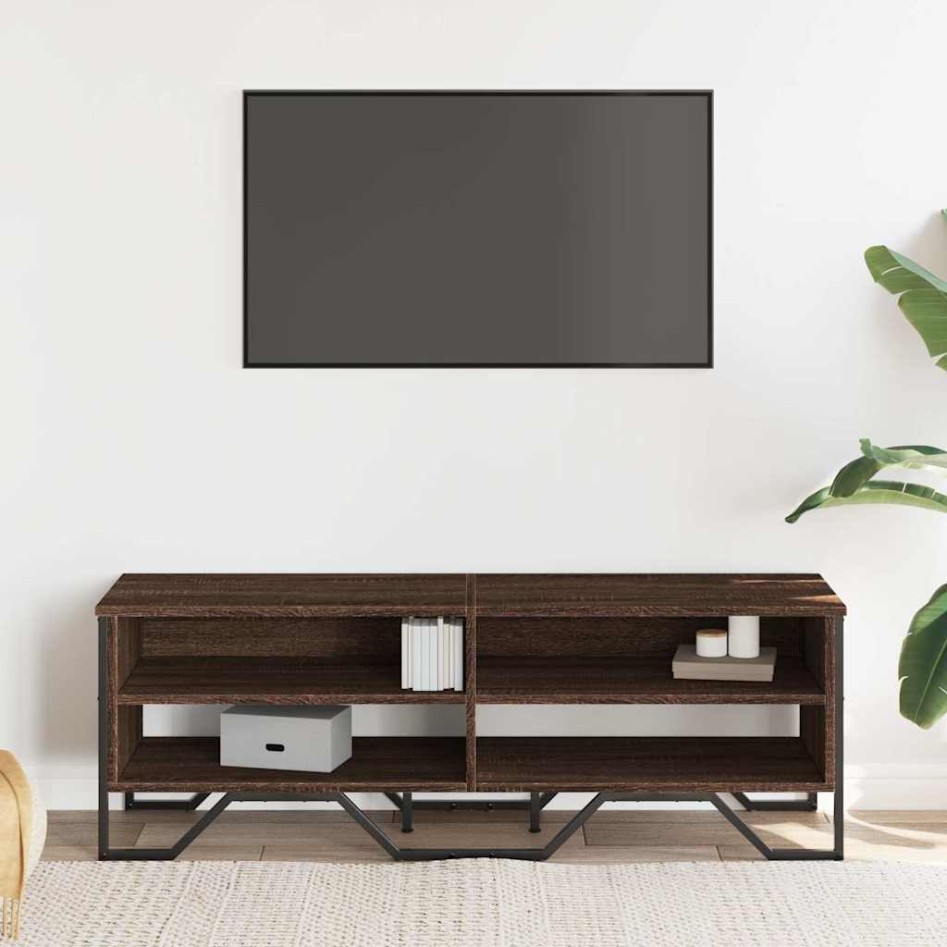 Mueble de TV madera de ingeniería marrón roble 122x34x41
