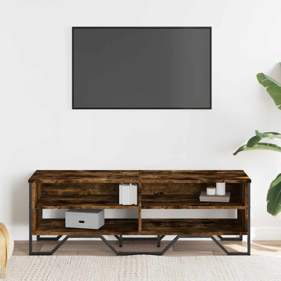 Mueble de TV madera de ingeniería roble ahumado 122x34x41