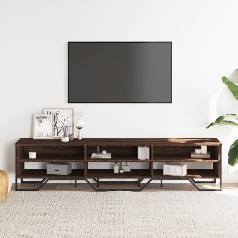 Mueble de TV madera de ingeniería roble marrón 180x34x41