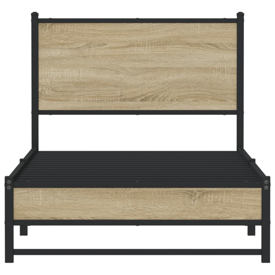 Estructura de cama sin colchón metal roble Sonoma 90x190