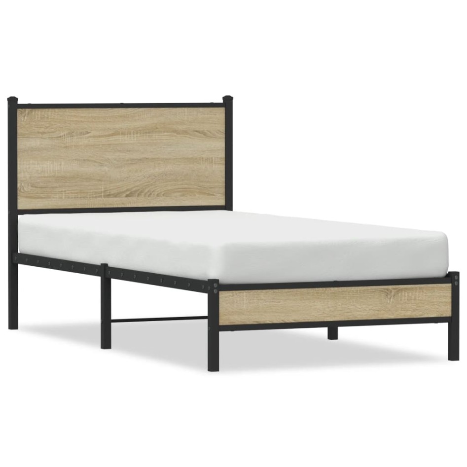 Estructura de cama sin colchón metal roble Sonoma 80x200