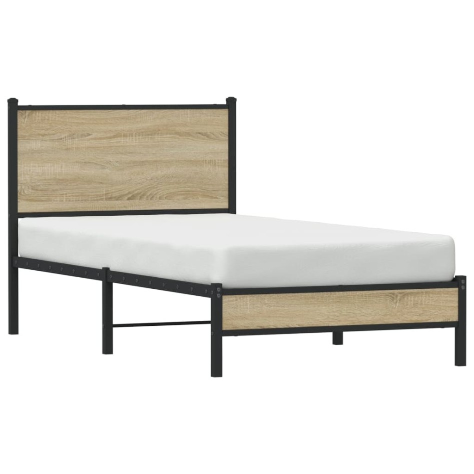 Estructura de cama sin colchón metal roble Sonoma 80x200