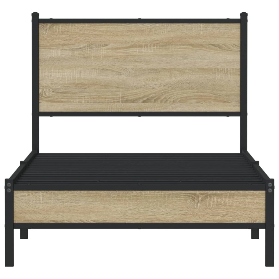 Estructura de cama sin colchón metal roble Sonoma 80x200