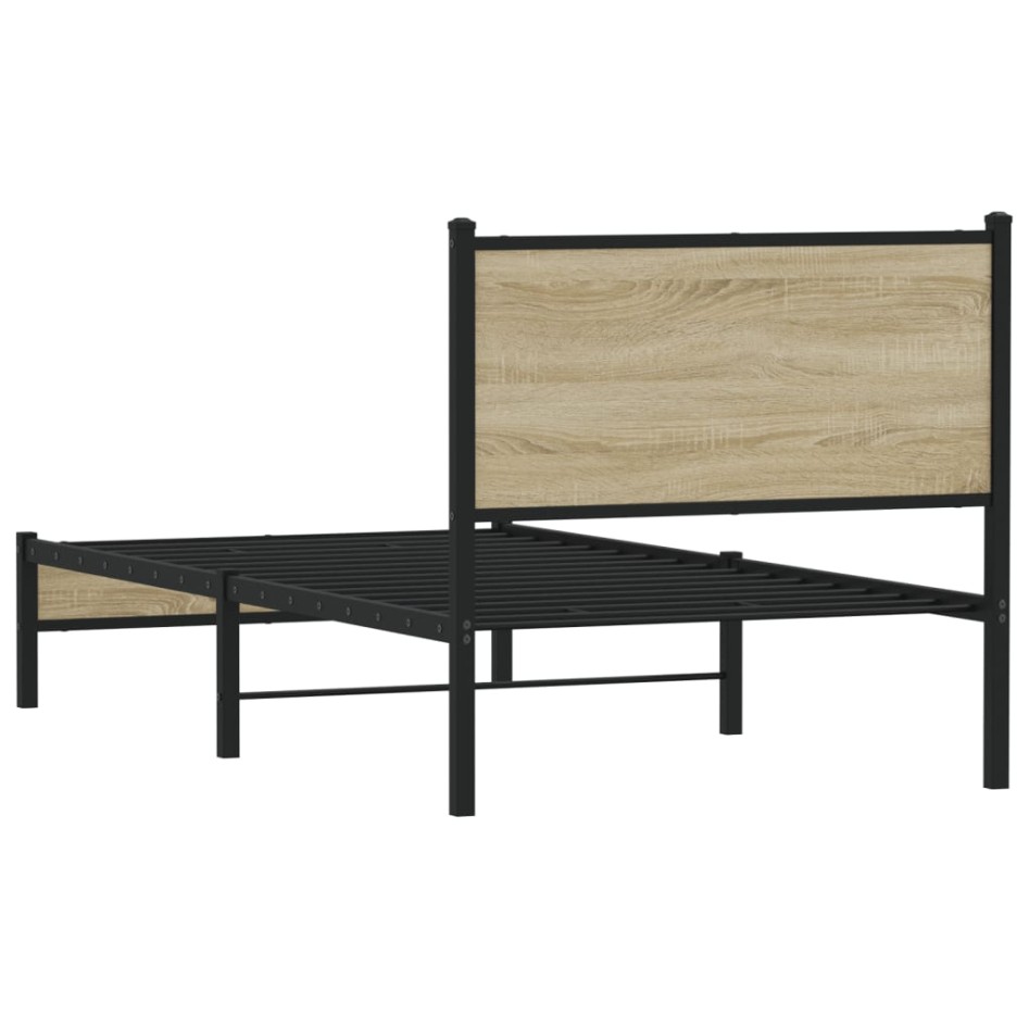 Estructura de cama sin colchón metal roble Sonoma 80x200