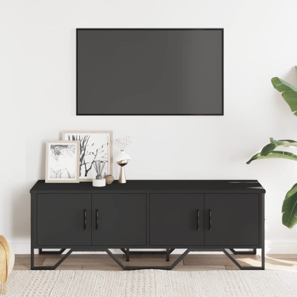 Mueble de TV madera de ingeniería negro 122x34x41