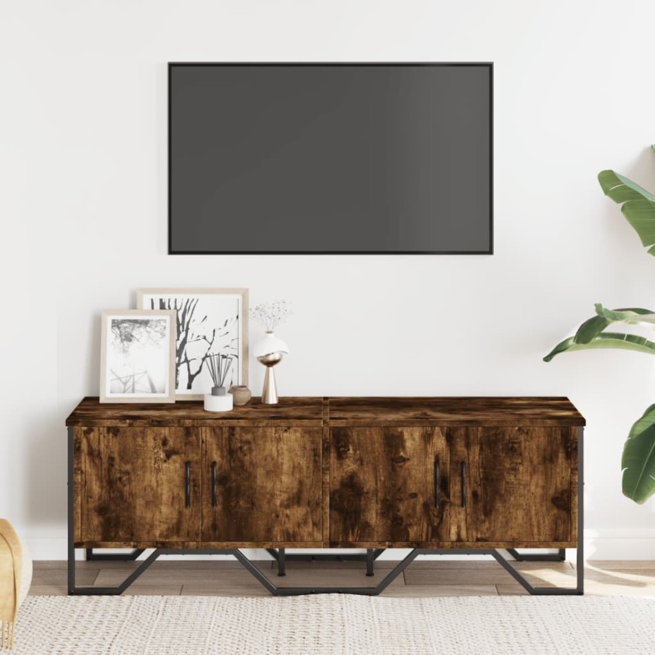 Mueble de TV madera de ingeniería roble ahumado 122x34x41