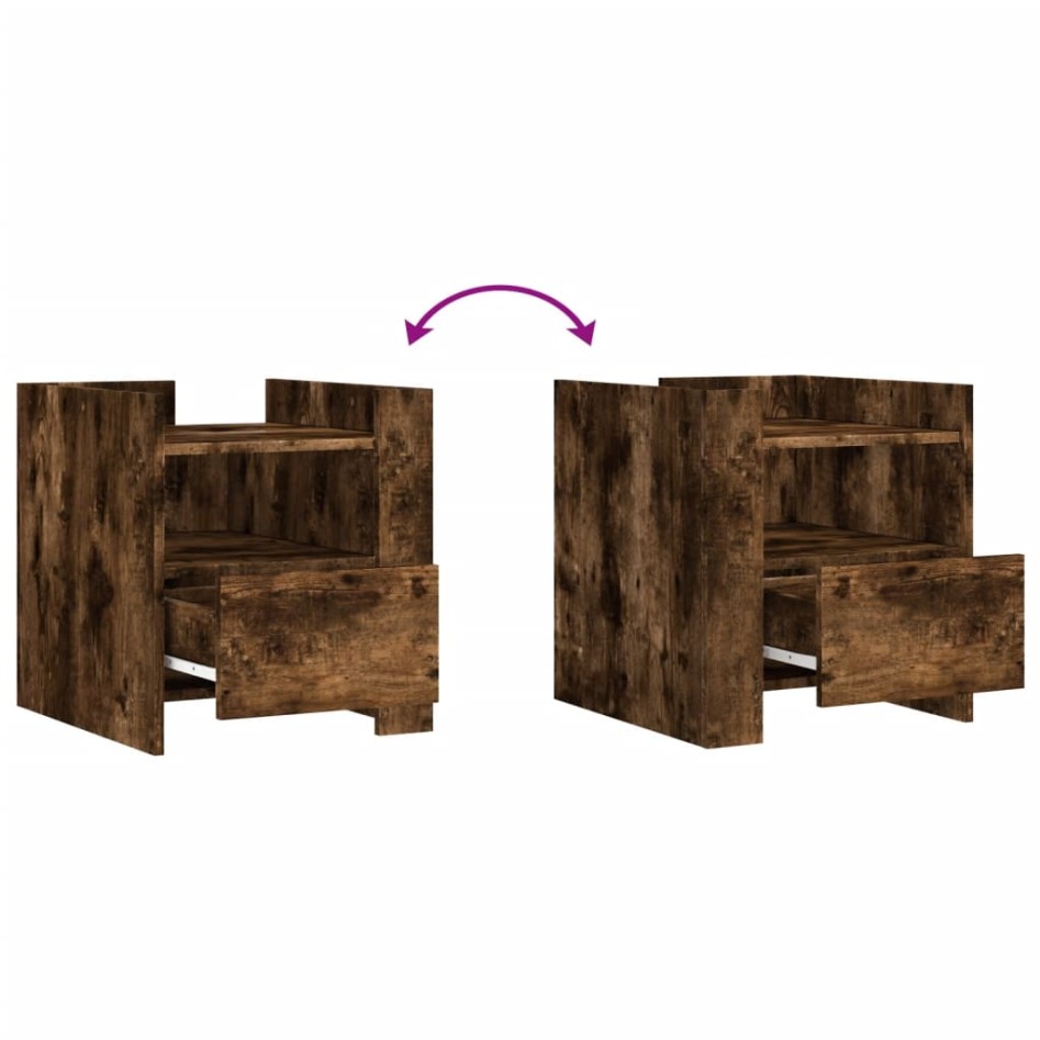 Mesita de noche madera de ingeniería roble ahumado 45x50x50