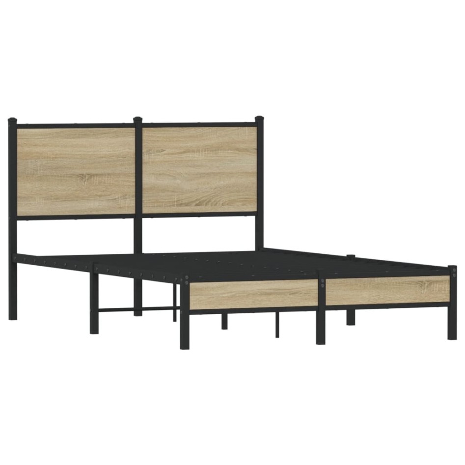 Estructura de cama sin colchón metal roble Sonoma 120x190