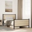 Estructura de cama sin colchón metal roble ahumado 100x190 cm