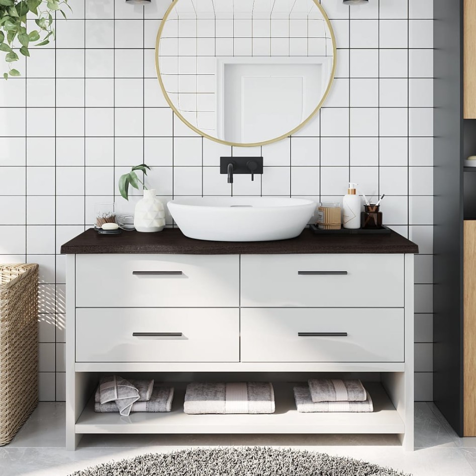Encimera de baño madera tratada marrón oscuro 100x40x(2-4)