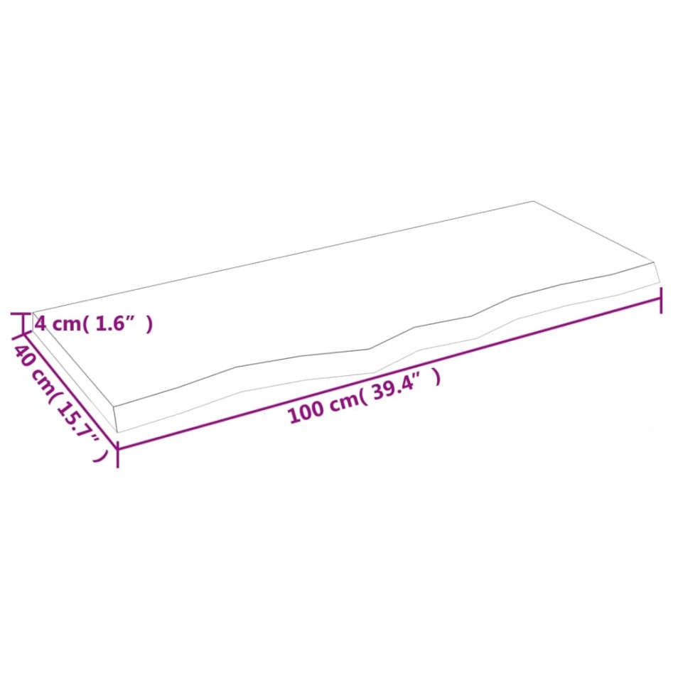 Encimera de baño madera tratada marrón oscuro 100x40x(2-4)