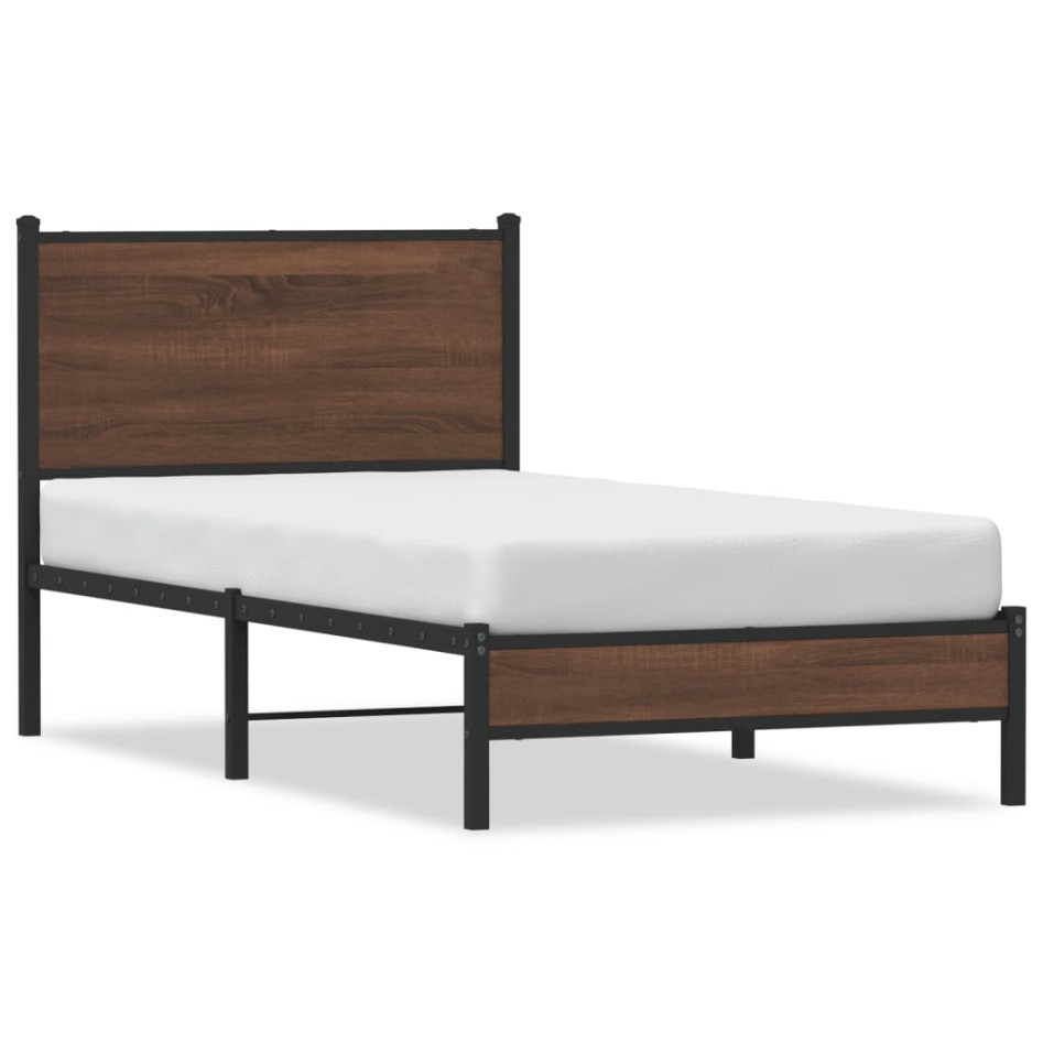Estructura de cama sin colchón metal marrón roble 90x200