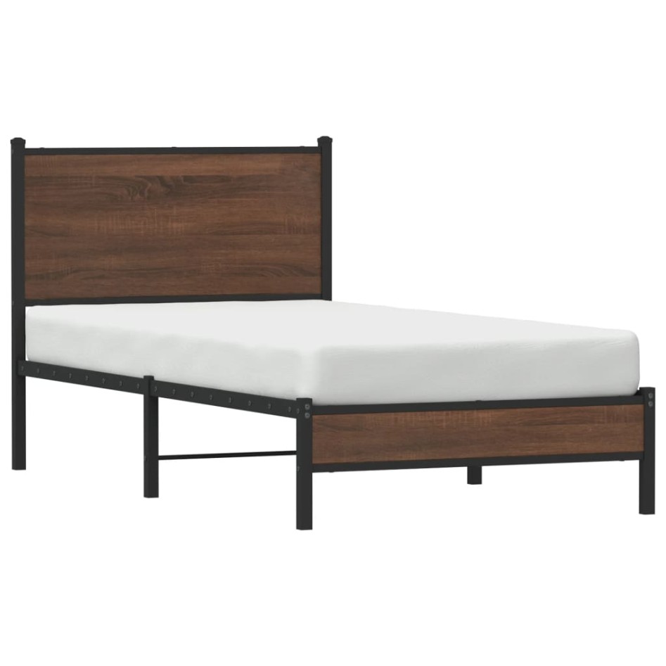 Estructura de cama sin colchón metal marrón roble 90x200