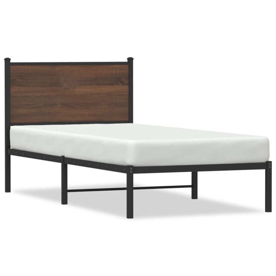 Estructura de cama sin colchón metal marrón roble 80x200