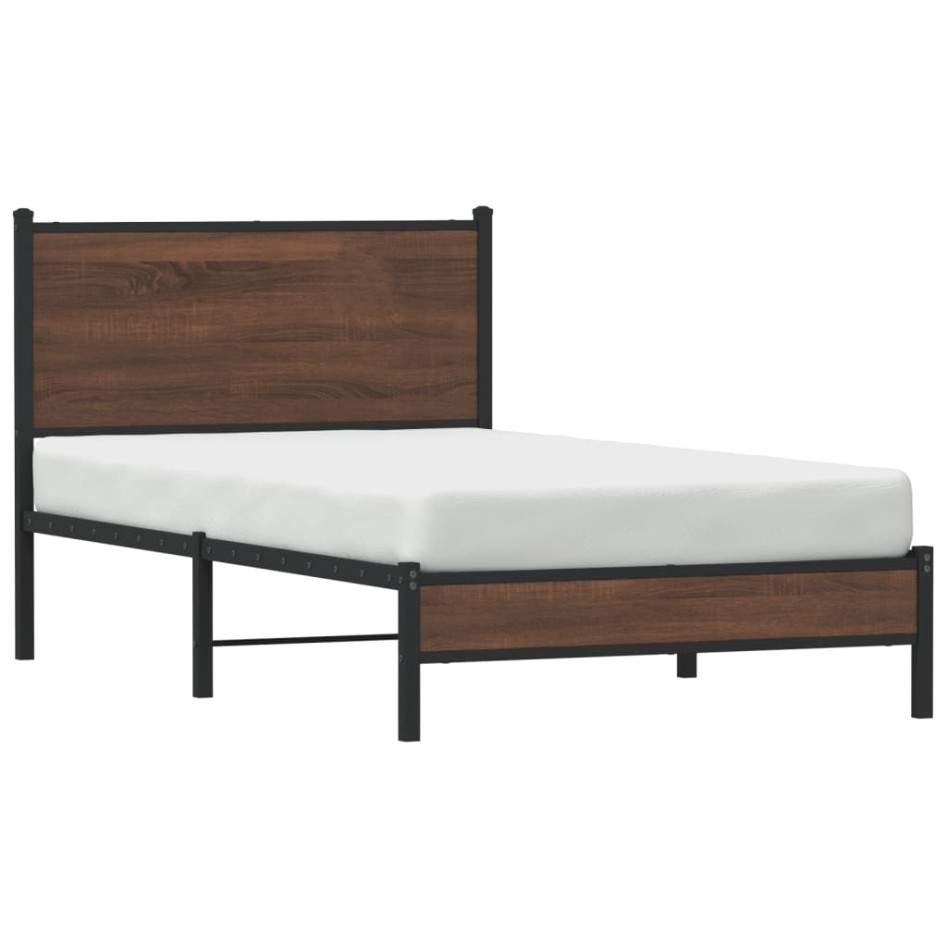 Estructura de cama sin colchón metal marrón roble 100x200