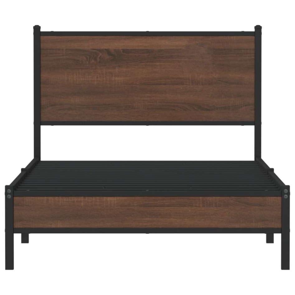 Estructura de cama sin colchón metal marrón roble 100x200