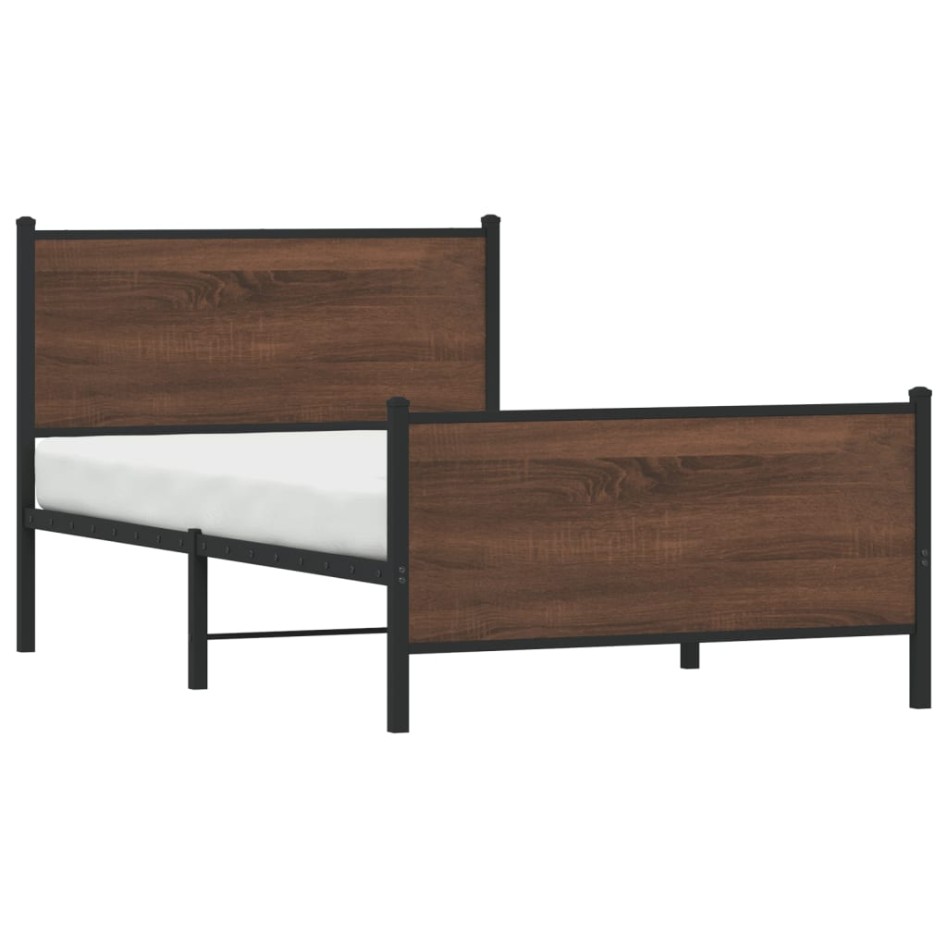 Estructura de cama sin colchón metal marrón roble 100x190
