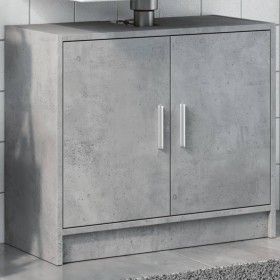 Armario de lavabo madera ingeniería gris hormigón 63x29x55