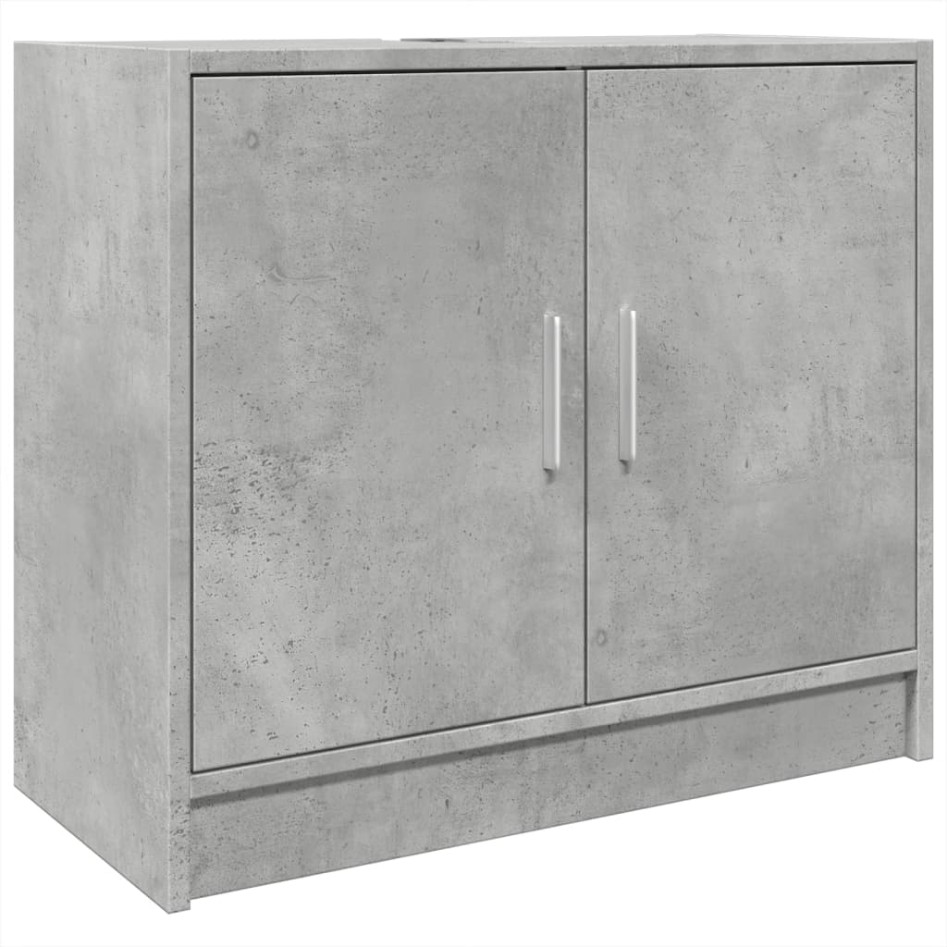 Armario de lavabo madera ingeniería gris hormigón 63x29x55