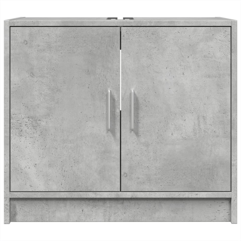 Armario de lavabo madera ingeniería gris hormigón 63x29x55