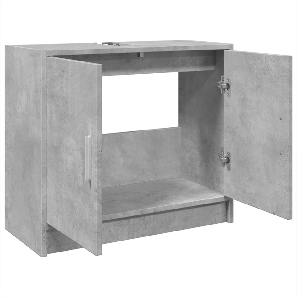 Armario de lavabo madera ingeniería gris hormigón 63x29x55